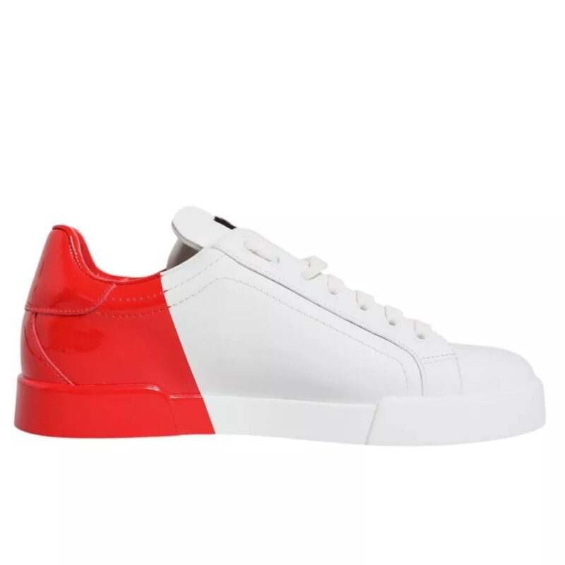 Dolce & Gabbana White Red Portofino Low Top Sneakers Shoes - Image 8