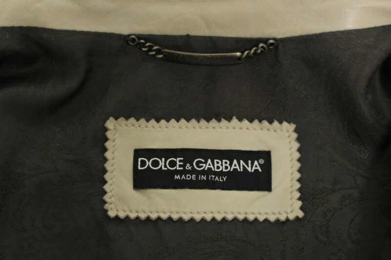 Dolce & Gabbana Elegant Beige Leather Lambskin Jacket - Image 7