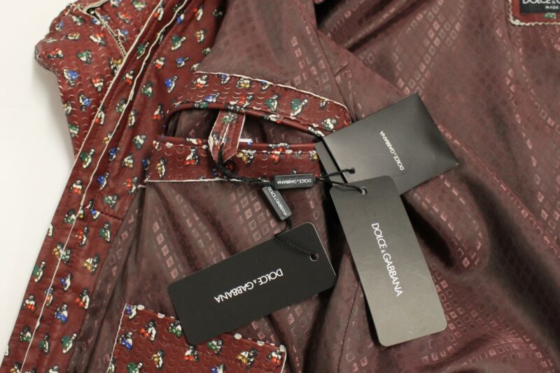 Dolce & Gabbana Exclusive Boxer Print Bordeaux Leather Jacket - Image 8