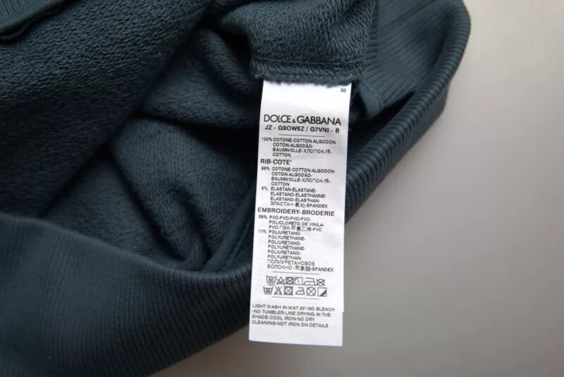 Dolce & Gabbana Blue Cotton Logo Patch Crew Neck Men Pullover Sweater - Image 6