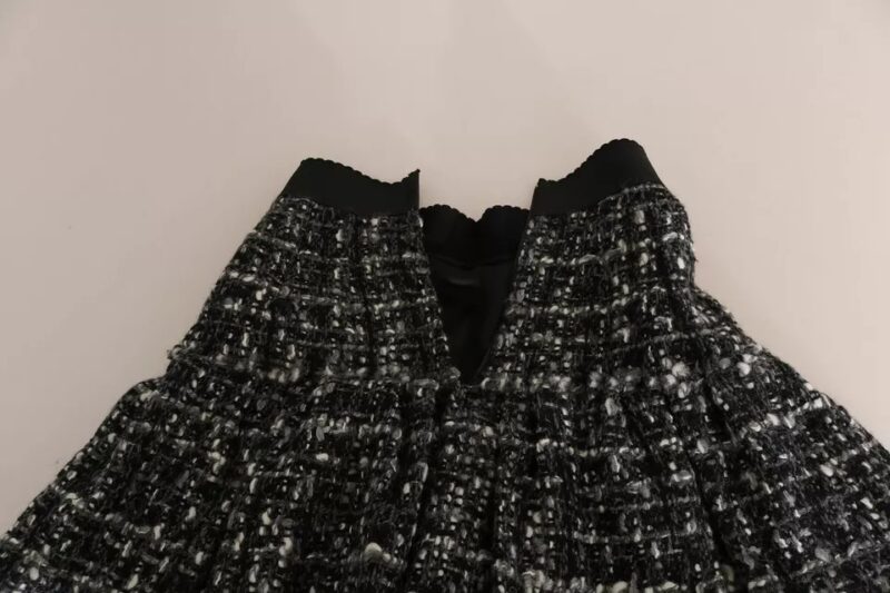 Dolce & Gabbana Black Check Flounce Detailed Wool Mini Skirt - Image 6