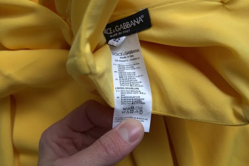 Dolce & Gabbana Yellow One Shoulder Side Slit Midi Dress - Image 6