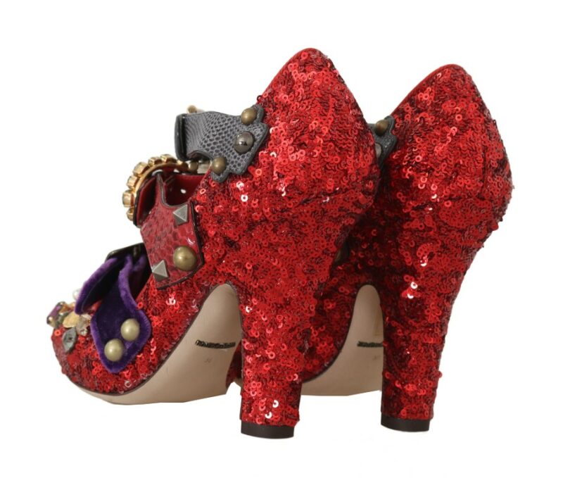 Dolce & Gabbana Red Bellucci Alta Moda Embellished Pumps - Image 7