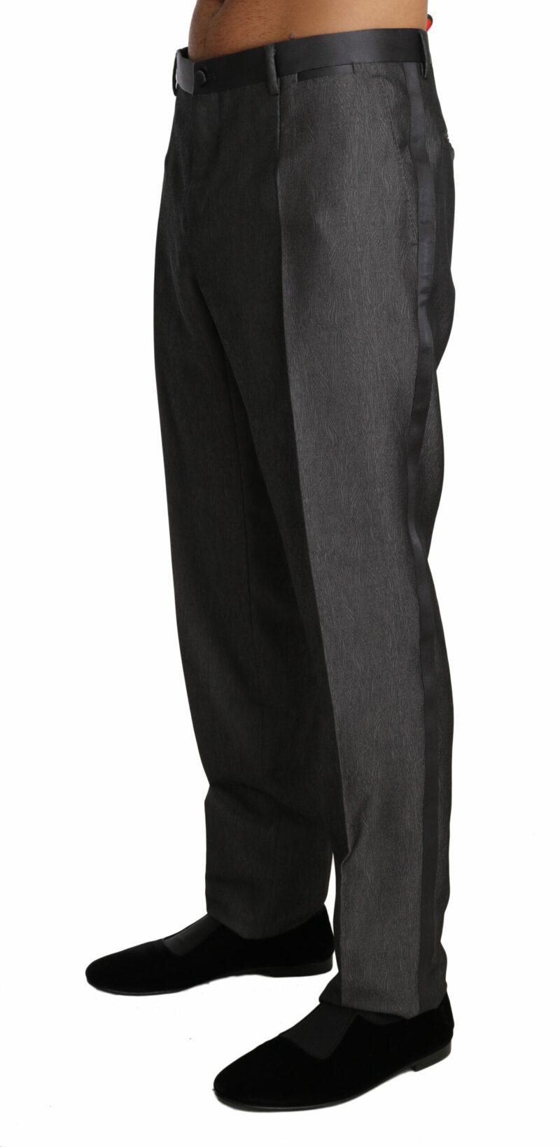 Dolce & Gabbana Elegant Patterned Gray Wool Blend Trousers - Image 2