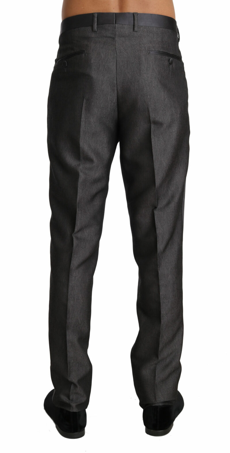 Dolce & Gabbana Elegant Patterned Gray Wool Blend Trousers - Image 3