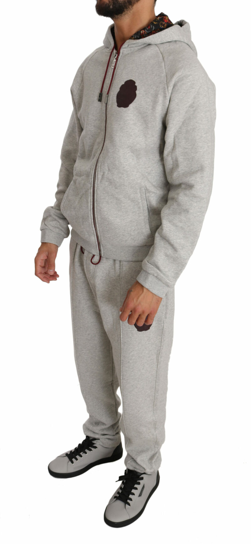 Billionaire Italian Couture Elegant Gray Hooded Sweatsuit Ensemble - Image 4