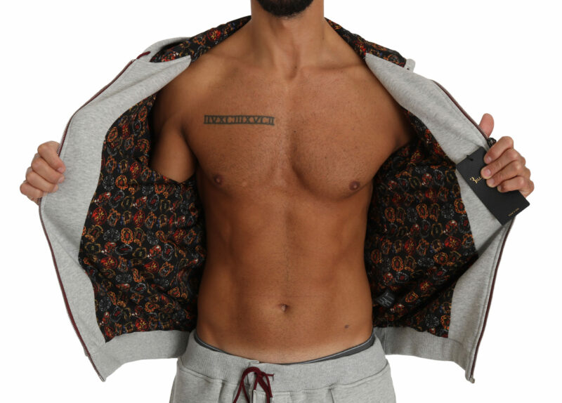 Billionaire Italian Couture Elegant Gray Hooded Sweatsuit Ensemble - Image 7