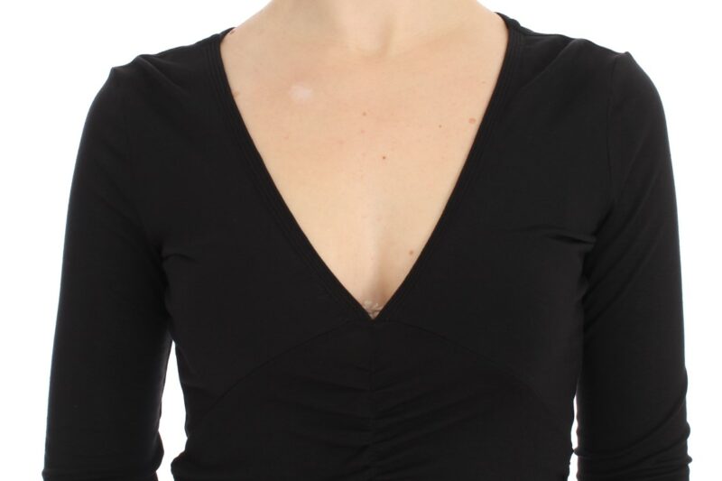 Versace Jeans Elegant V-Neck Black Viscose Blend Sweater - Image 5