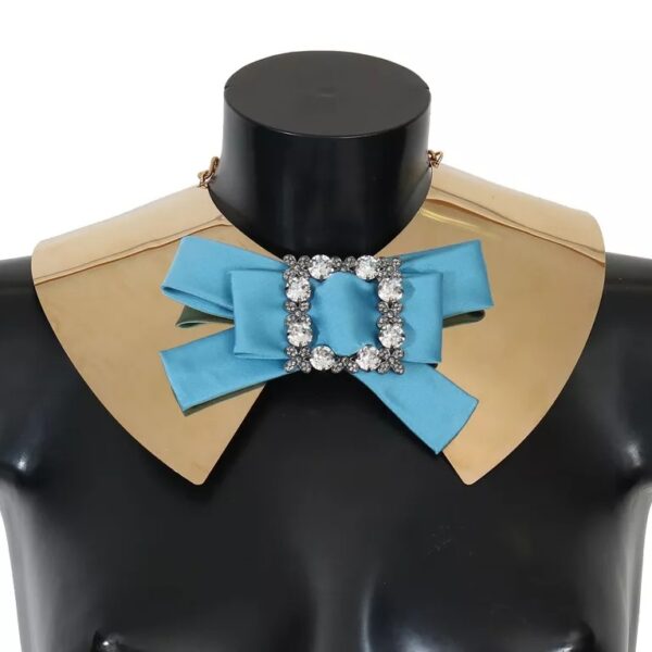 Dolce & Gabbana Gold Bow Crystal Embellished Runway Collar Necklace