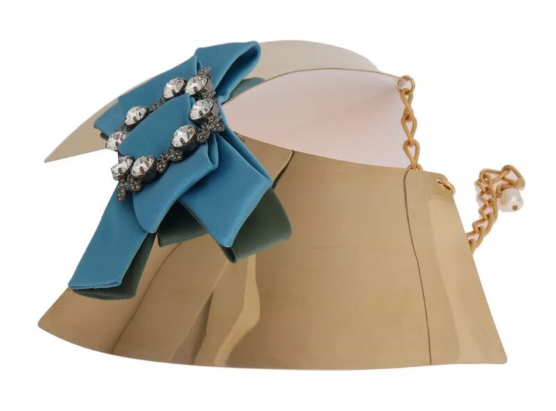 Dolce & Gabbana Gold Bow Crystal Embellished Runway Collar Necklace - Image 8