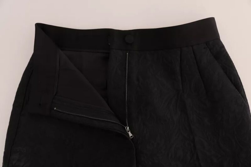 Dolce & Gabbana Black Floral Brocade High Waist Pants - Image 5