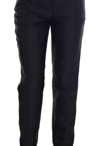 Dolce & Gabbana Black Floral Brocade High Waist Pants