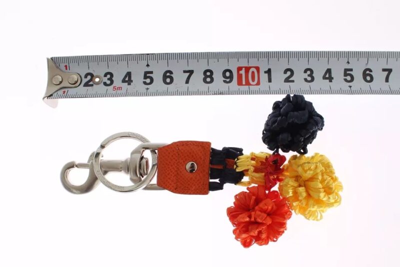 Dolce & Gabbana Red Yellow Raffia Leather Clasp Finder Keyring Keychain - Image 5