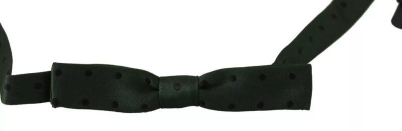 Dolce & Gabbana Green Dotted Silk Adjustable Neck Bow Tie - Image 3