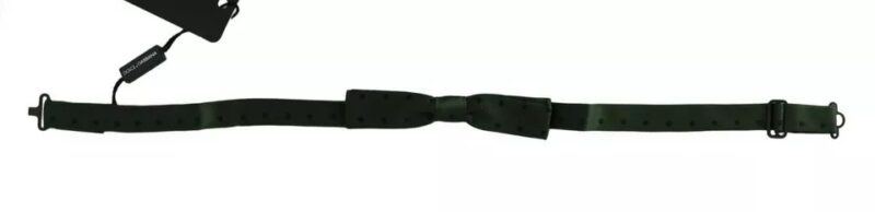 Dolce & Gabbana Green Dotted Silk Adjustable Neck Bow Tie - Image 5