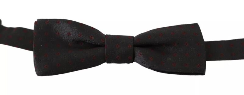 Dolce & Gabbana Gray Dotted Silk Adjustable Neck Bow Tie - Image 2