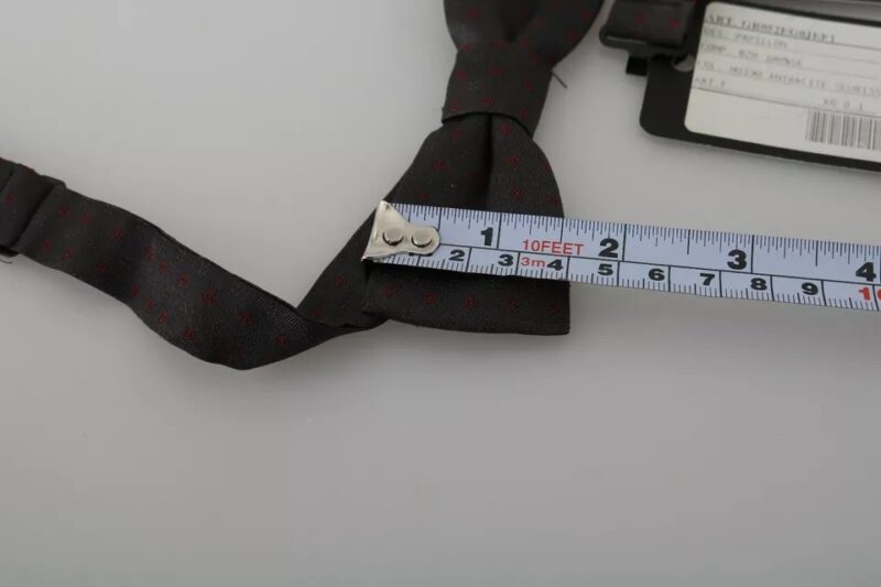 Dolce & Gabbana Gray Dotted Silk Adjustable Neck Bow Tie - Image 5