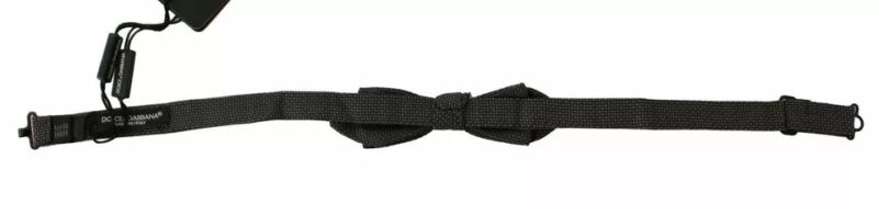 Dolce & Gabbana Gray Pattern Silk Adjustable Neck Bow Tie - Image 4