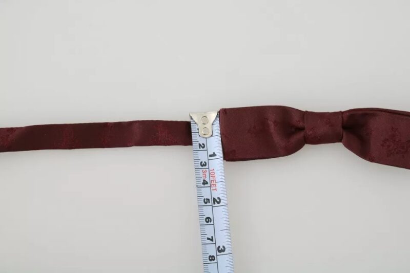 Dolce & Gabbana Bordeaux Silk Floral Faille Adjustable Bow Tie - Image 6