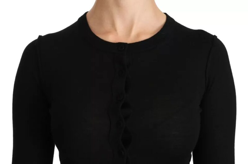 Dolce & Gabbana Black Virgin Wool Long Sleeve Top Blouse Top - Image 6