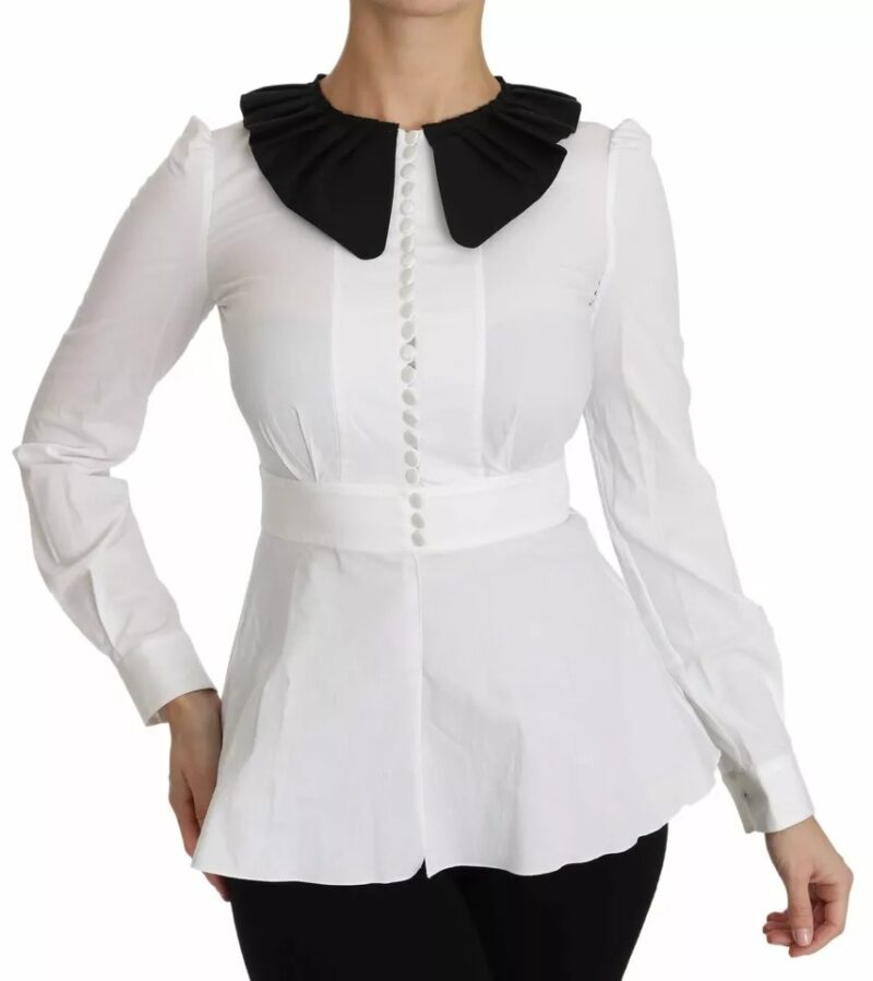 Dolce & Gabbana Black White Decorative Buttons Tops Shirt Blouse - Image 4