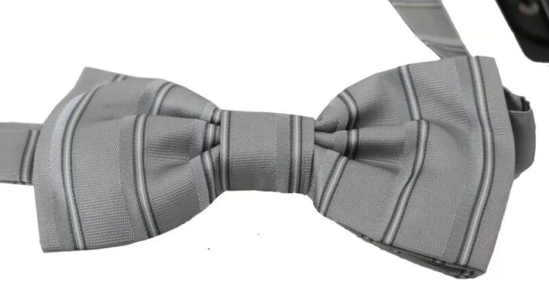 Dolce & Gabbana Light Gray Lining Adjustable Neck Butterfly Bow Tie - Image 3