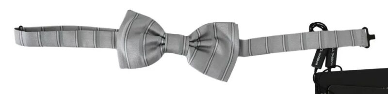 Dolce & Gabbana Light Gray Lining Adjustable Neck Butterfly Bow Tie - Image 4