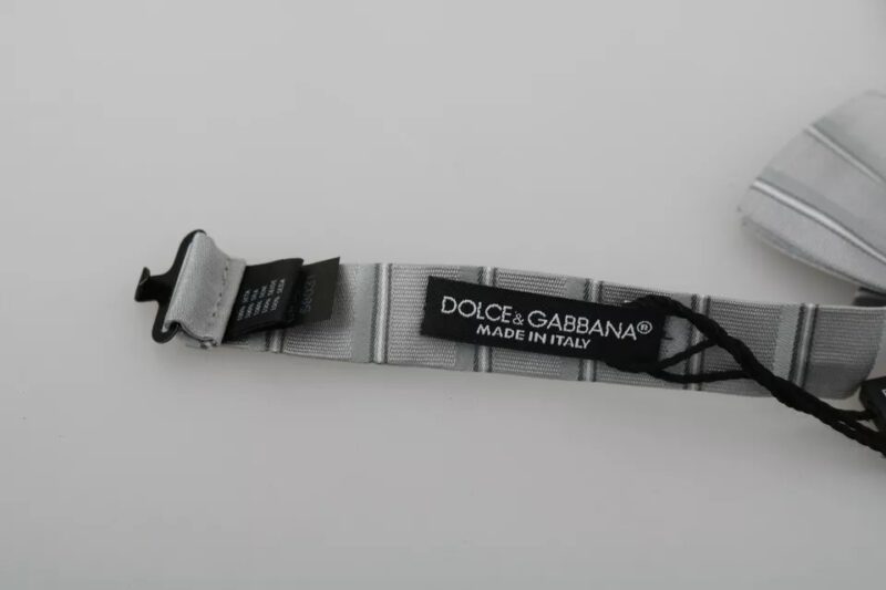 Dolce & Gabbana Light Gray Lining Adjustable Neck Butterfly Bow Tie - Image 6