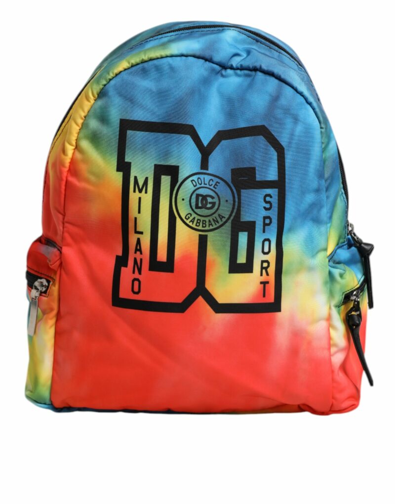 Dolce & Gabbana Multicolor Tie Dye Nylon Logo Print Kids Backpack Bag - Image 2