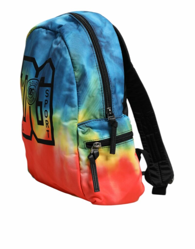 Dolce & Gabbana Multicolor Tie Dye Nylon Logo Print Kids Backpack Bag - Image 4