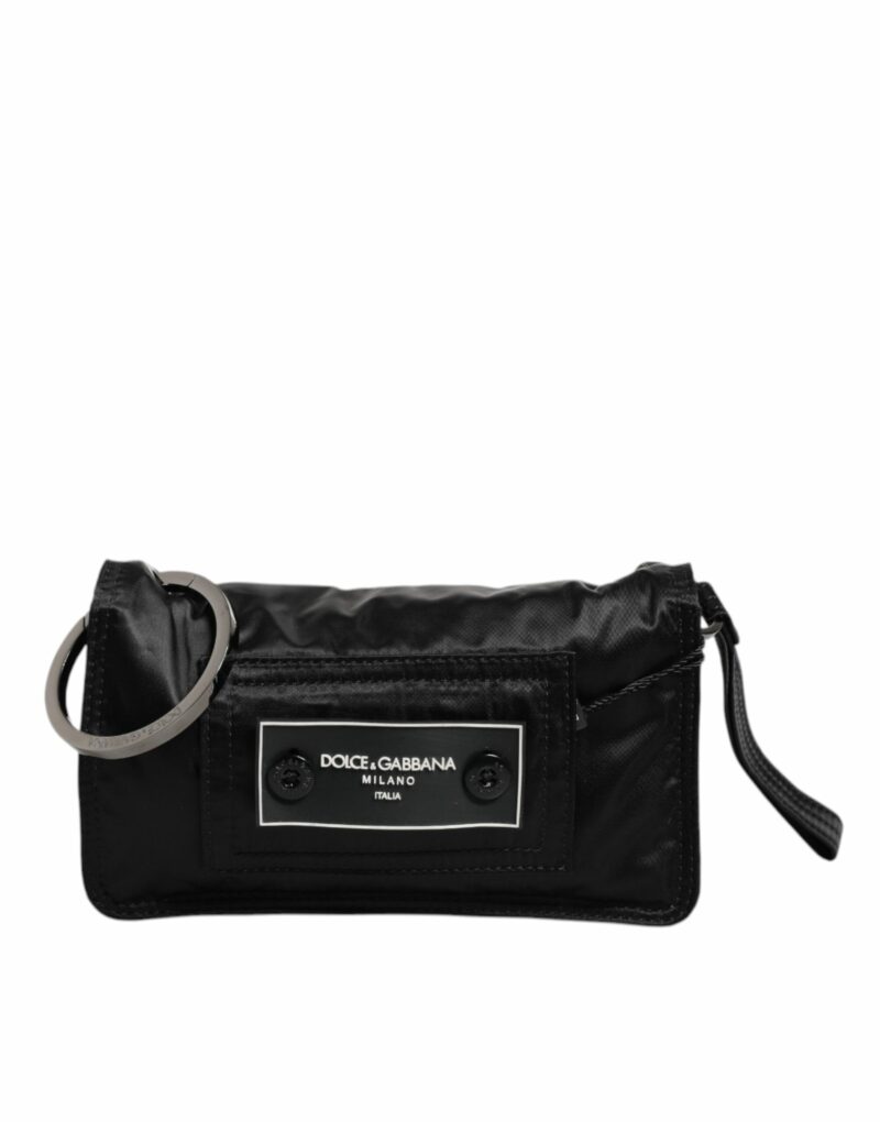 Dolce & Gabbana Black Fabric Logo Two Way Clutch Crossbody Bag - Image 2
