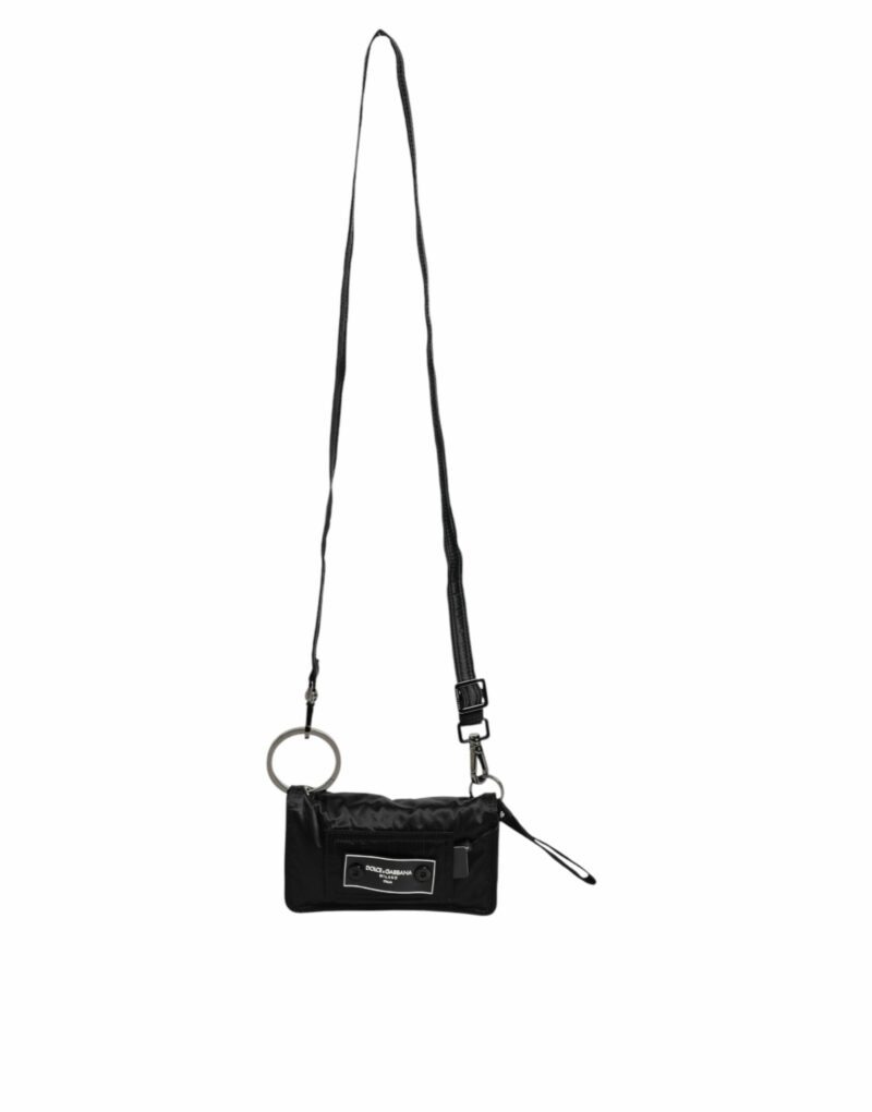 Dolce & Gabbana Black Fabric Logo Two Way Clutch Crossbody Bag - Image 6