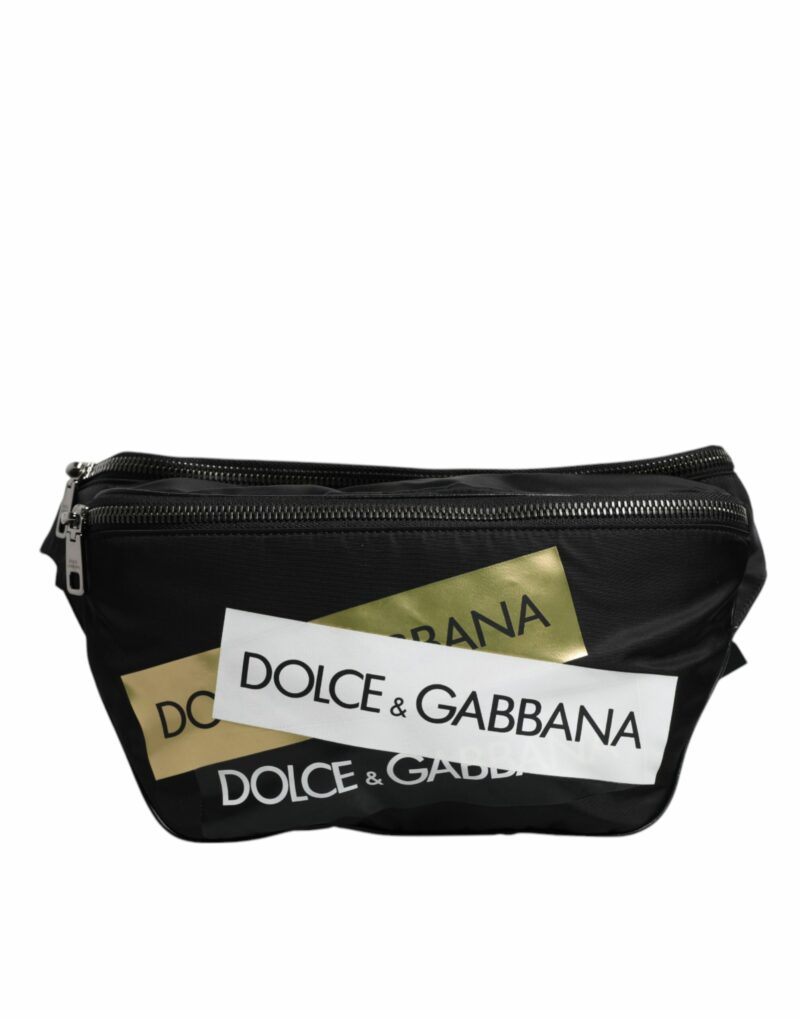 Dolce & Gabbana Black Nylon Logo Tape Belt Waist Fanny Pack Bag - Image 2
