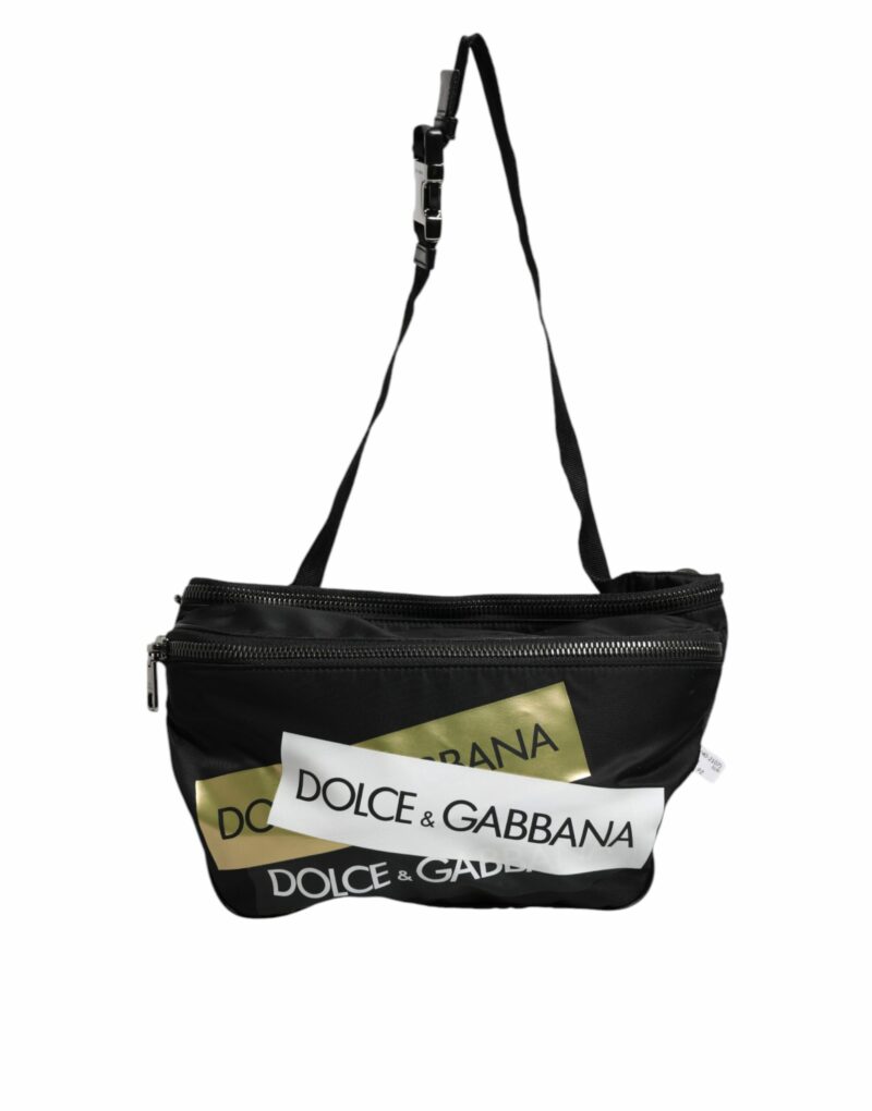 Dolce & Gabbana Black Nylon Logo Tape Belt Waist Fanny Pack Bag - Image 7