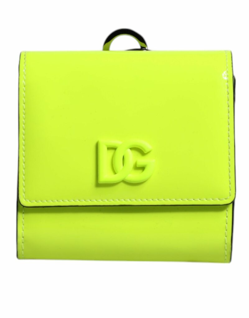 Dolce & Gabbana Yellow Green Bifold DG Logo Neck Strap Cardholder Wallet - Image 2