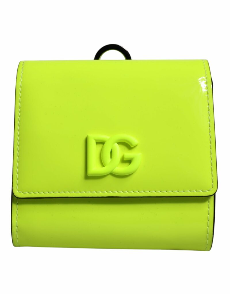 Dolce & Gabbana Yellow Green Bifold DG Logo Neck Strap Cardholder Wallet - Image 3
