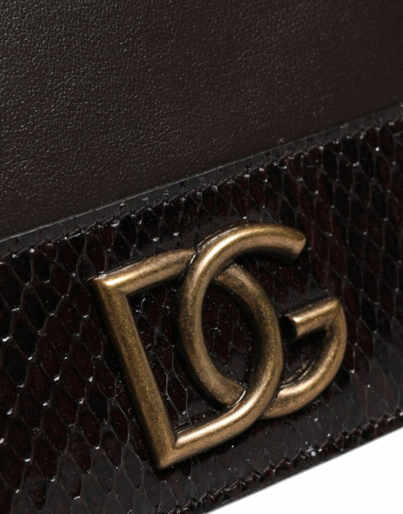 Dolce & Gabbana Brown Leather Bifold DG Logo Cardholder Sling Strap Wallet - Image 6