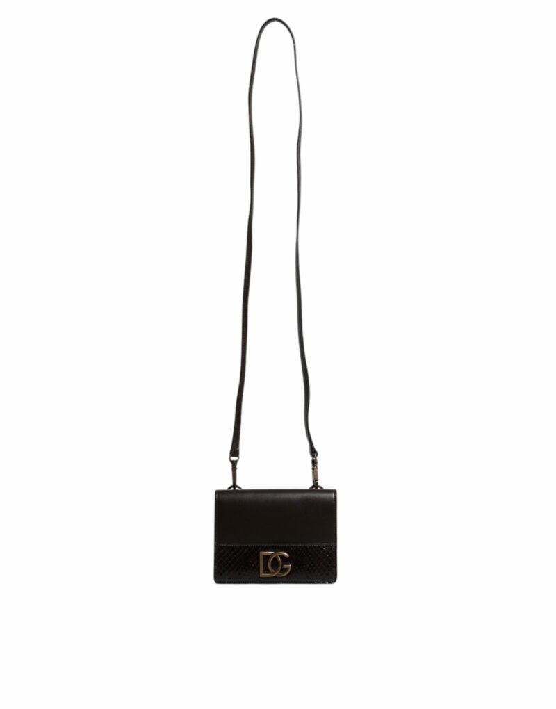Dolce & Gabbana Brown Leather Bifold DG Logo Cardholder Sling Strap Wallet - Image 8