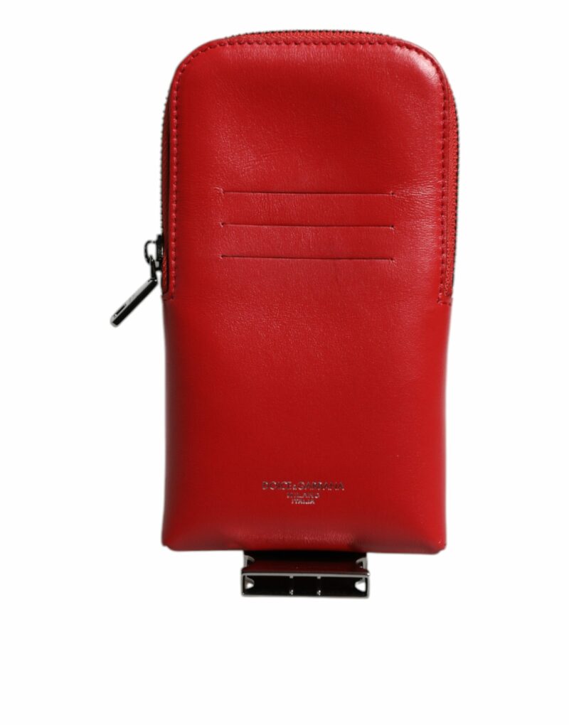 Dolce & Gabbana Red Leather Logo Zip Around Card Holder Wide Strap Wallet (Copy) - Image 2
