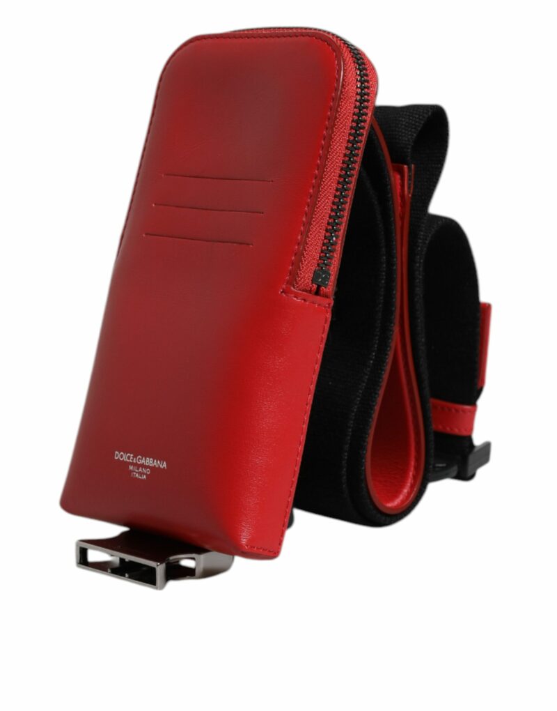 Dolce & Gabbana Red Leather Logo Zip Around Card Holder Wide Strap Wallet (Copy) - Image 4