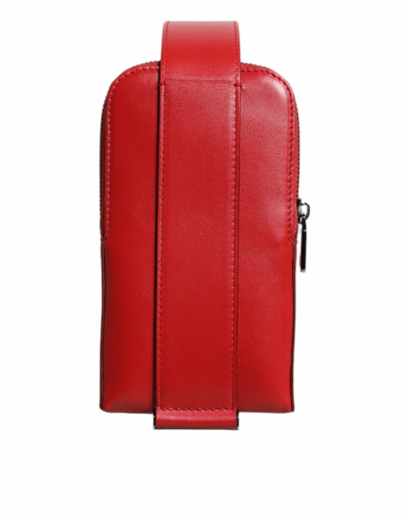 Dolce & Gabbana Red Leather Logo Zip Around Card Holder Wide Strap Wallet (Copy) - Image 5