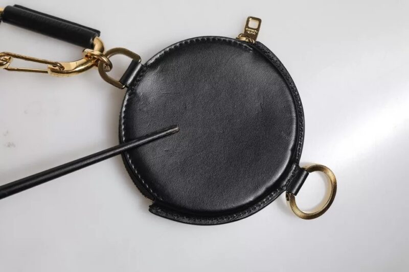 Dolce & Gabbana Black Round Leather DG Logo Coin Purse Lanyard Wallet - Image 7