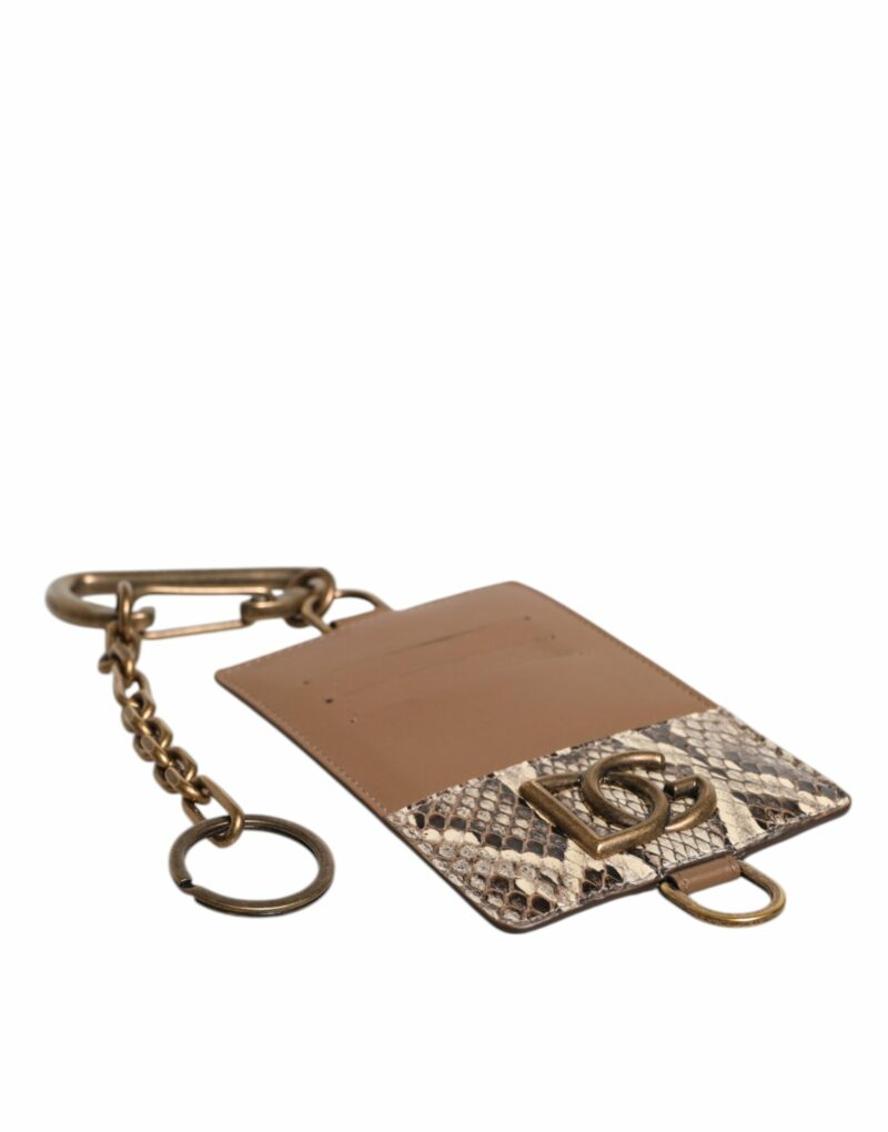 Dolce & Gabbana Brown Exotic Leather Card Holder DG Logo Plaque Wallet - Image 5