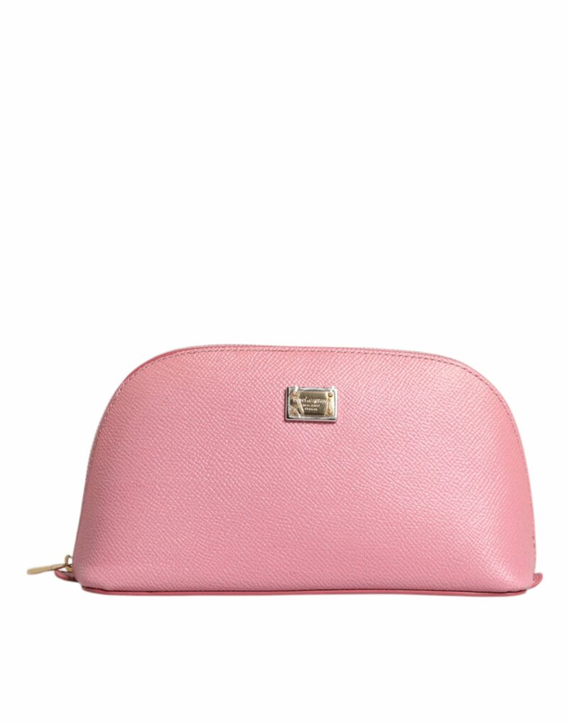 Dolce & Gabbana Pink Leather DG Logo Zip Around Hand Purse Pouch Wallet - Image 2