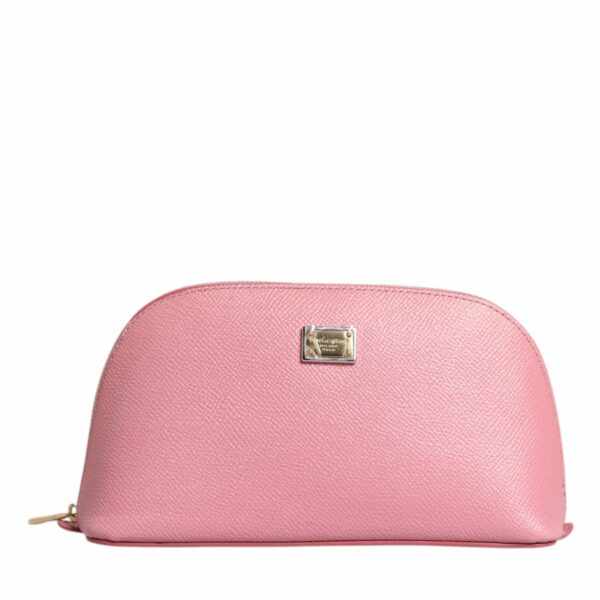 Dolce & Gabbana Pink Leather DG Logo Zip Around Hand Purse Pouch Wallet