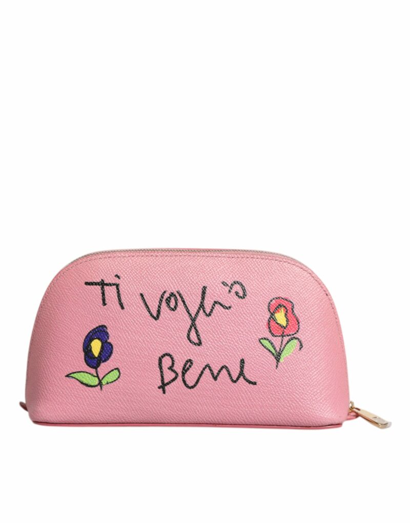 Dolce & Gabbana Pink Leather DG Logo Zip Around Hand Purse Pouch Wallet - Image 4