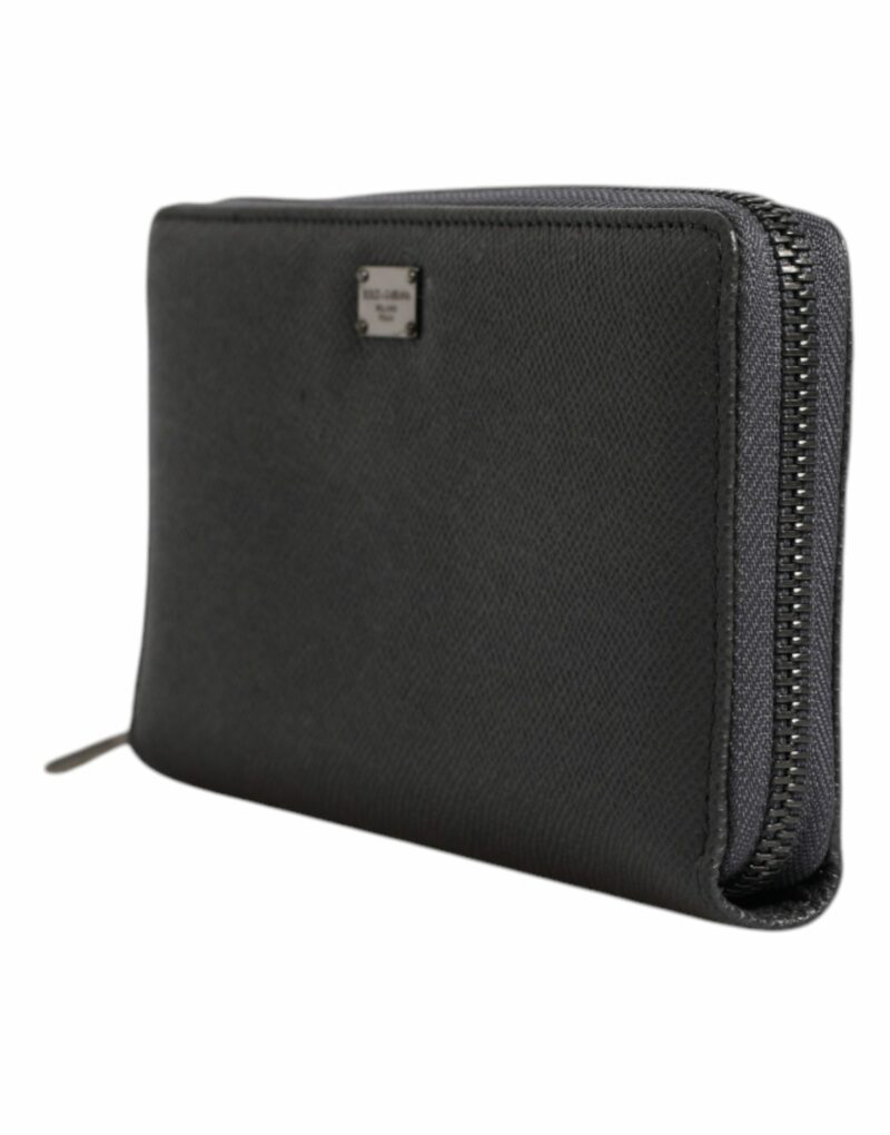 Dolce & Gabbana Dark Gray Leather DG Logo Zip Around Continental Wallet - Image 3