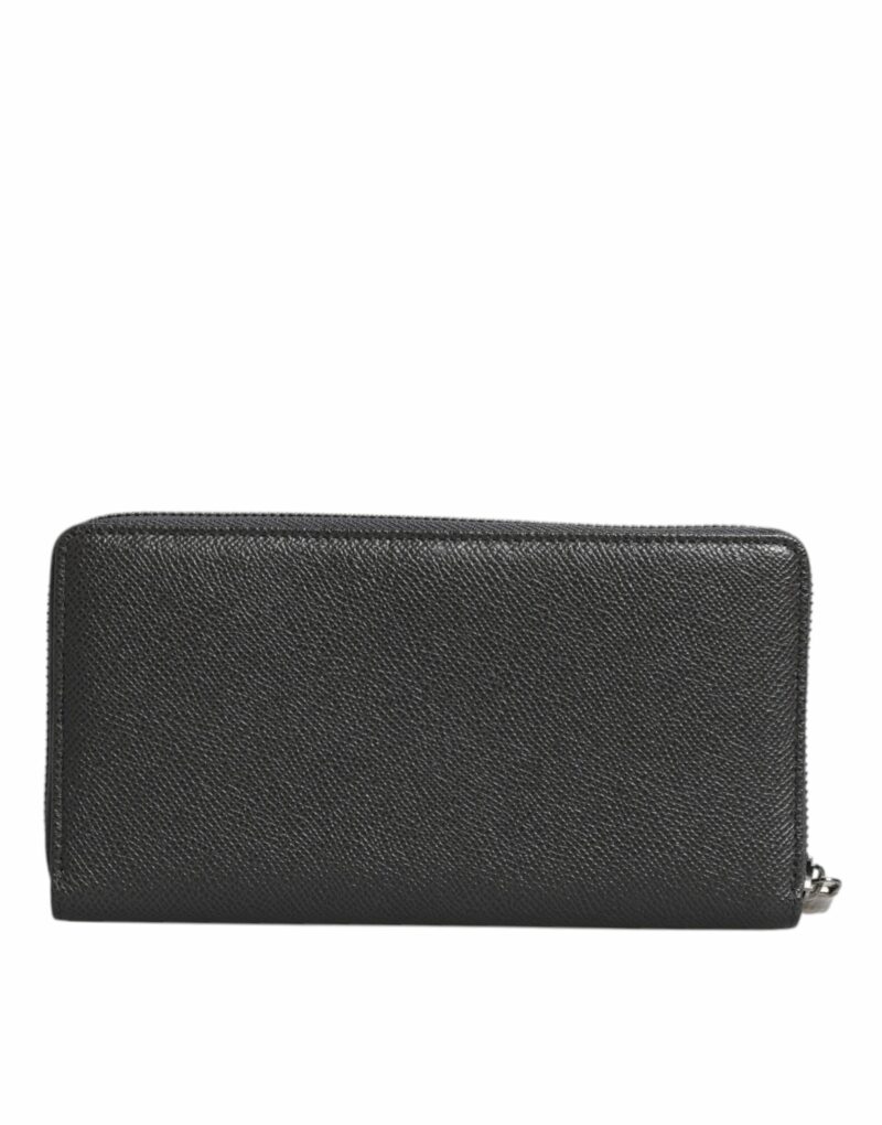 Dolce & Gabbana Dark Gray Leather DG Logo Zip Around Continental Wallet - Image 4