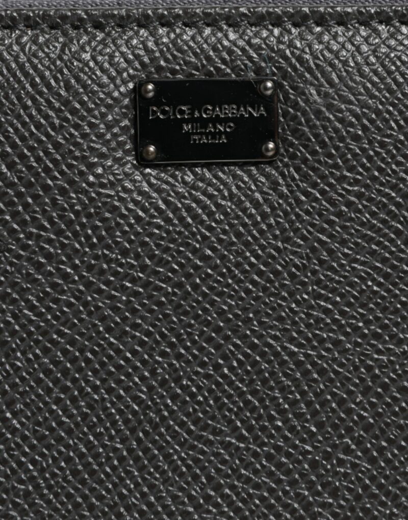 Dolce & Gabbana Dark Gray Leather DG Logo Zip Around Continental Wallet - Image 6