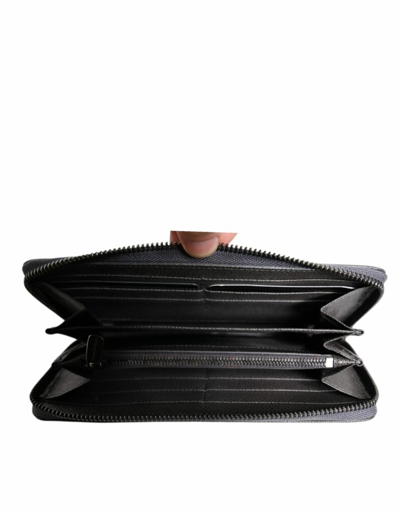 Dolce & Gabbana Dark Gray Leather DG Logo Zip Around Continental Wallet - Image 7